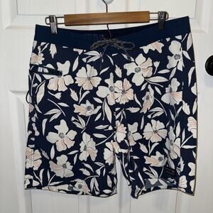 Patagonia Mens Wavefarer Board Shorts Blue Floral‎ Print Size 33 Unlined